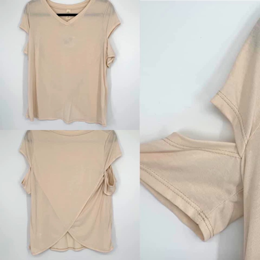 NWT Lazy Sunday V-Neck Criss Cross Back Tee - Picture 1 of 7